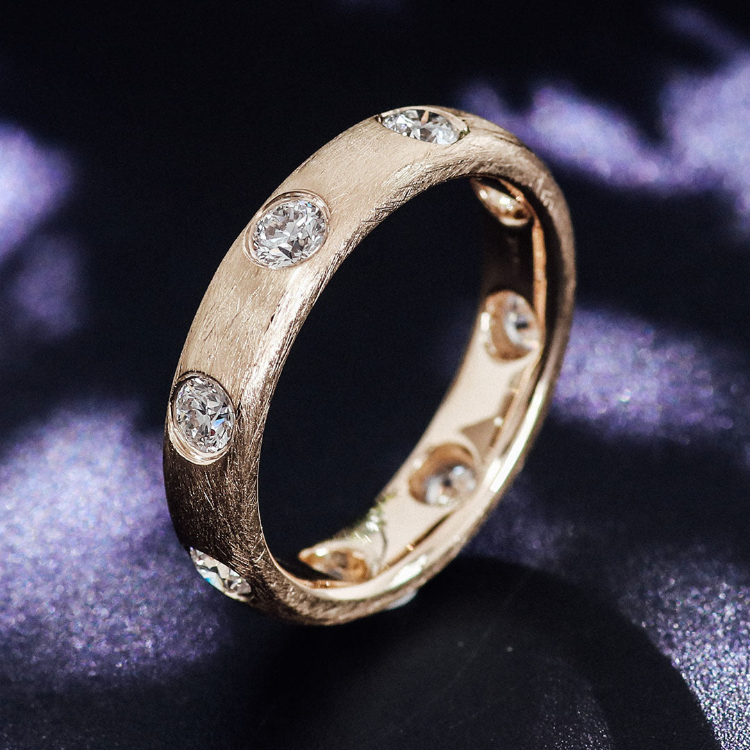 Celestial Brushed Star Ring | 18K Solid Gold - Detail View 2 | Worldiamond D VVS1 Lab Grown Diamond
