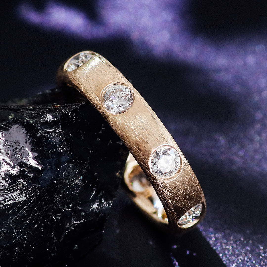 Celestial Brushed Star Ring | 18K Solid Gold - Detail View 3 | Worldiamond D VVS1 Lab Grown Diamond