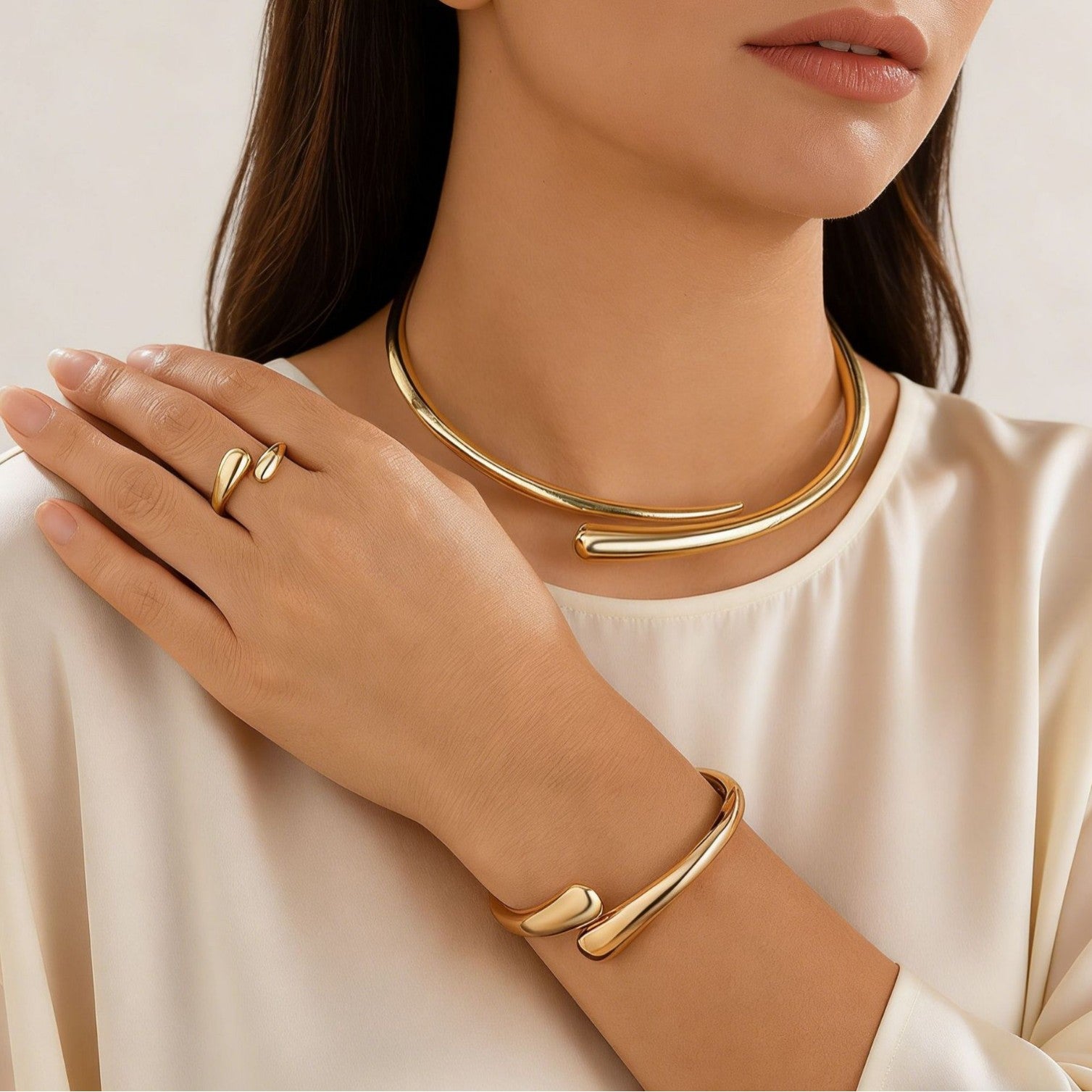 Geometric Spring Open Choker