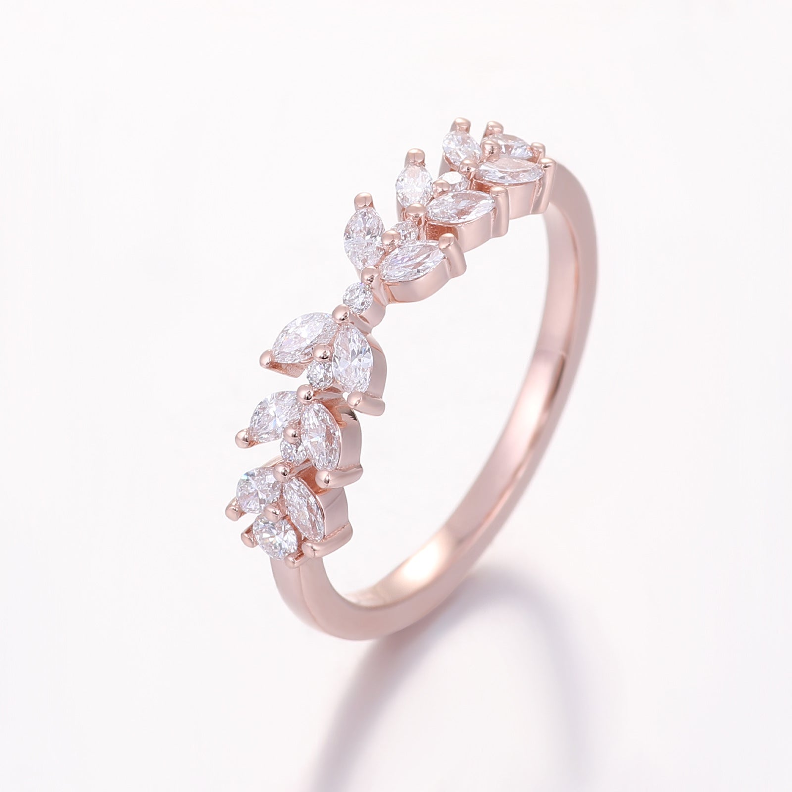 Ethereal Dual-Ring Set | 18K Rose Gold & Platinum - Detail View 4 | Worldiamond D VVS1 Lab Grown Diamond