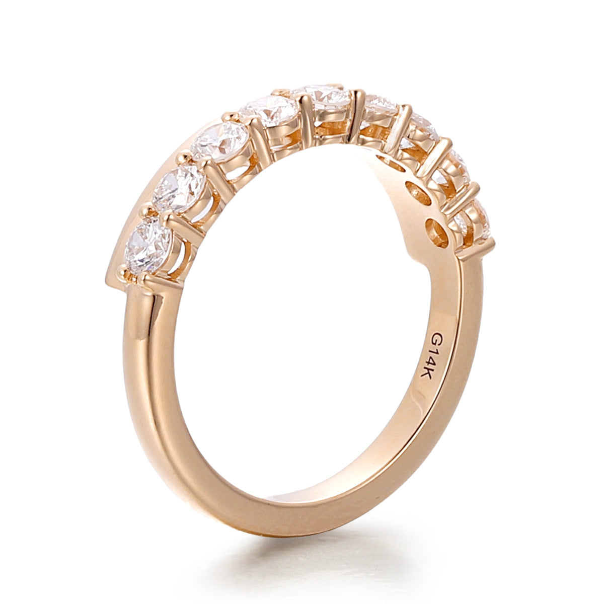 Classic 3mm Diamond Row Ring | 18K Solid Gold - Detail View 2 | Worldiamond D VVS1 Lab Grown Diamond
