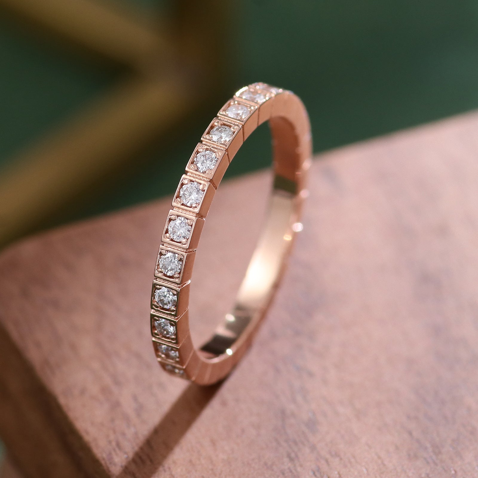 Classic Diamond Row Eternity Ring | 14/18K Solid Gold - Side Profile View - Worldiamond Luxury Jewelry