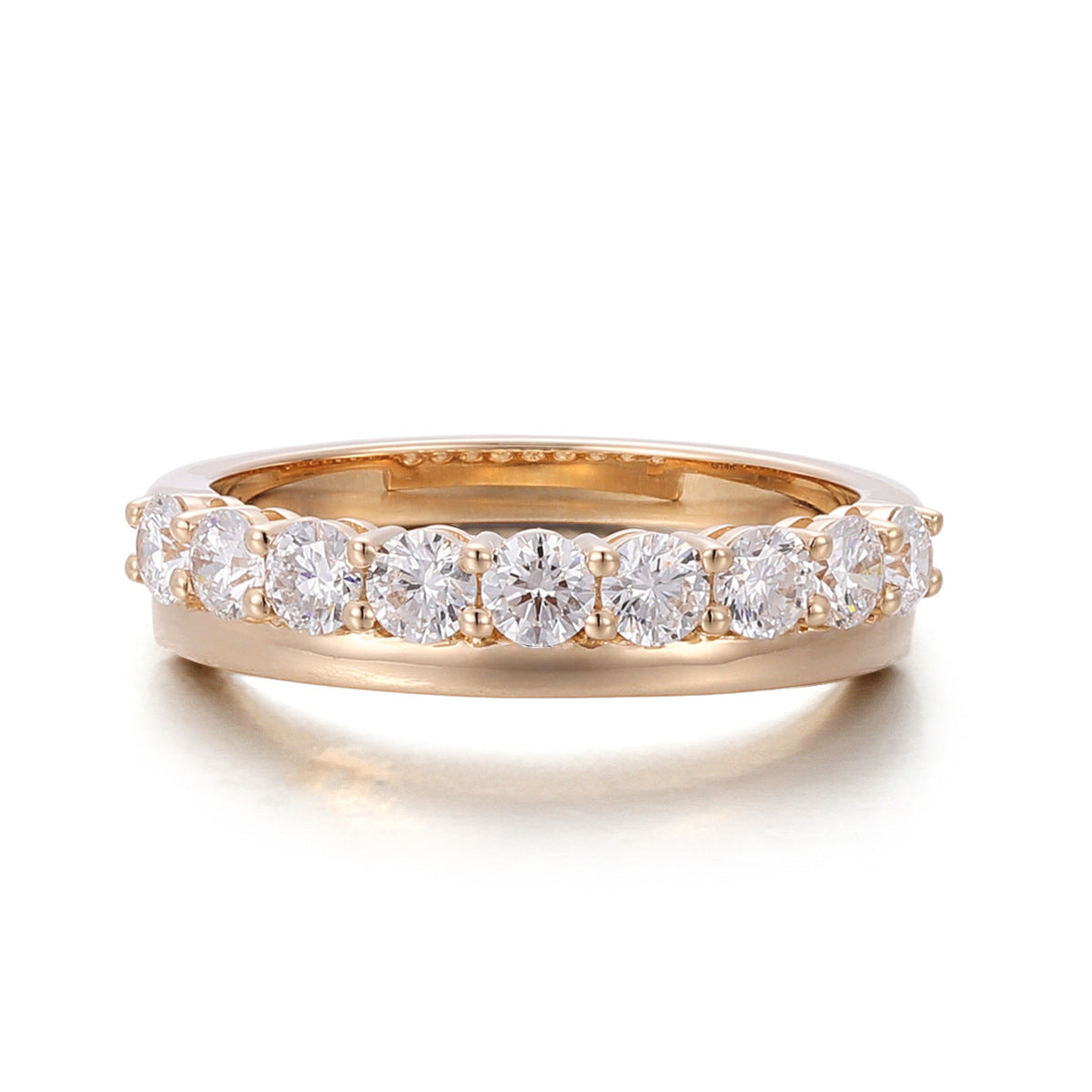 Classic 3mm Diamond Row Ring | 14/18K Solid Gold - Side Profile View - Worldiamond Luxury Jewelry