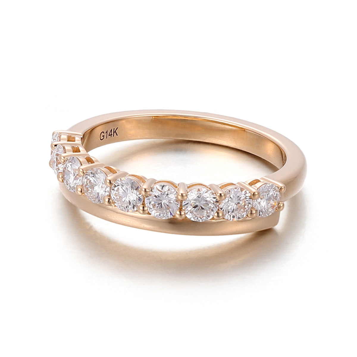 Classic 3mm Diamond Row Ring | 14/18K Solid Gold - Alternate View 4 - Worldiamond Luxury Jewelry