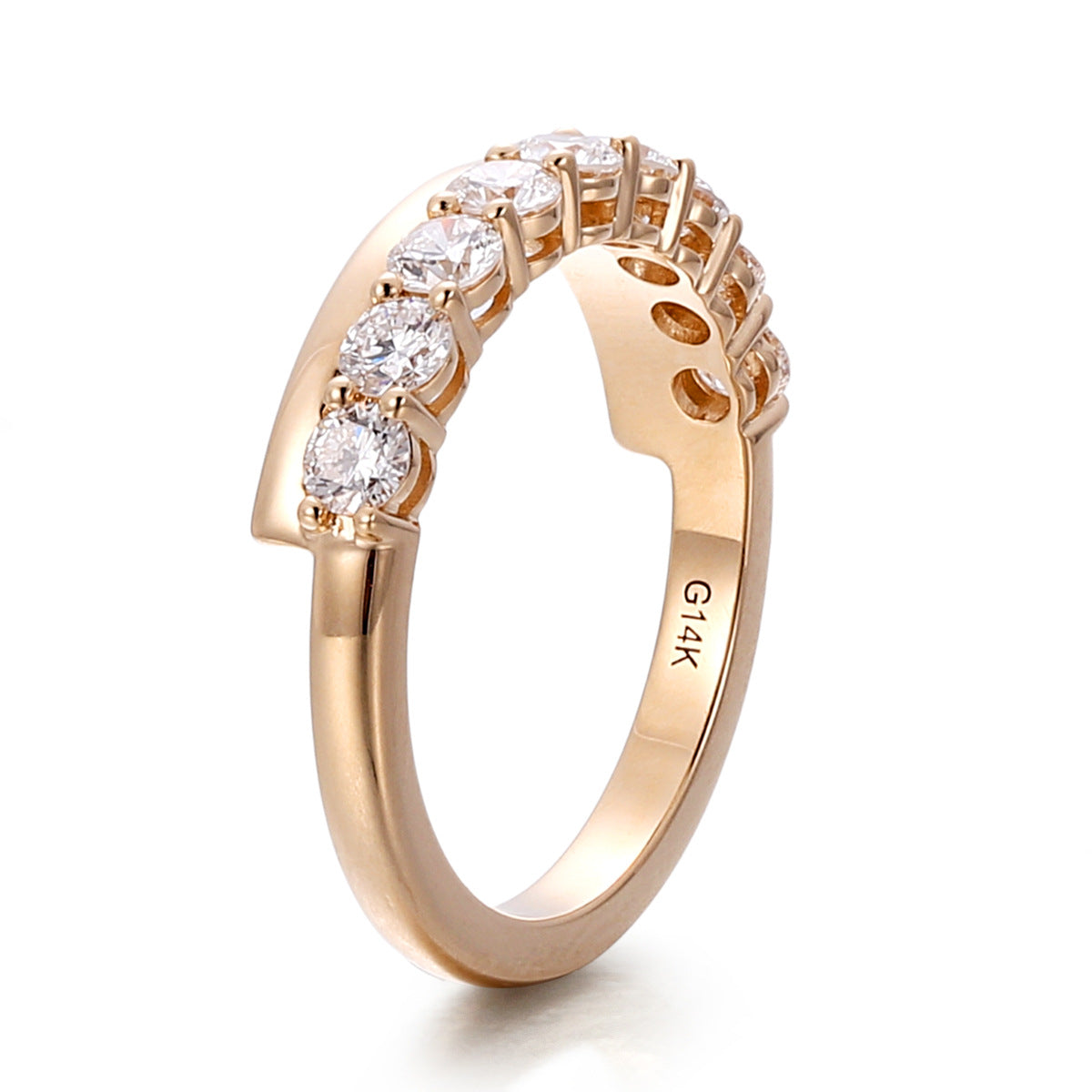 Classic 3mm Diamond Row Ring | 14/18K Solid Gold - Alternate View 6 - Worldiamond Luxury Jewelry