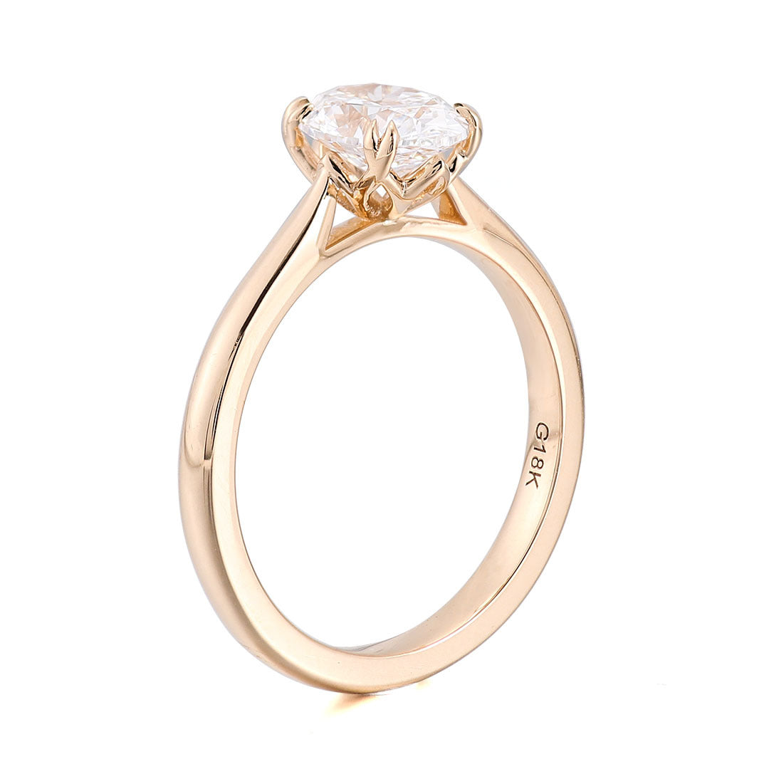 Oval Solitaire Diamond Ring | 14/18K Solid Gold - Alternate View 7 - Worldiamond Luxury Jewelry