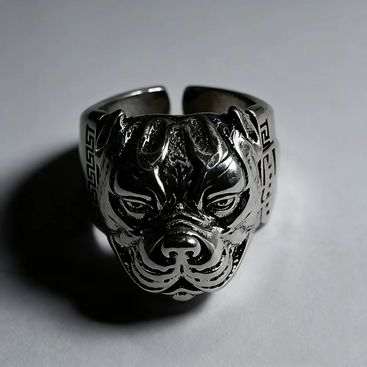 Pitbull Dominant Ring | Urban Retro Statement Piece - Close-up Detail - Worldiamond Luxury Jewelry