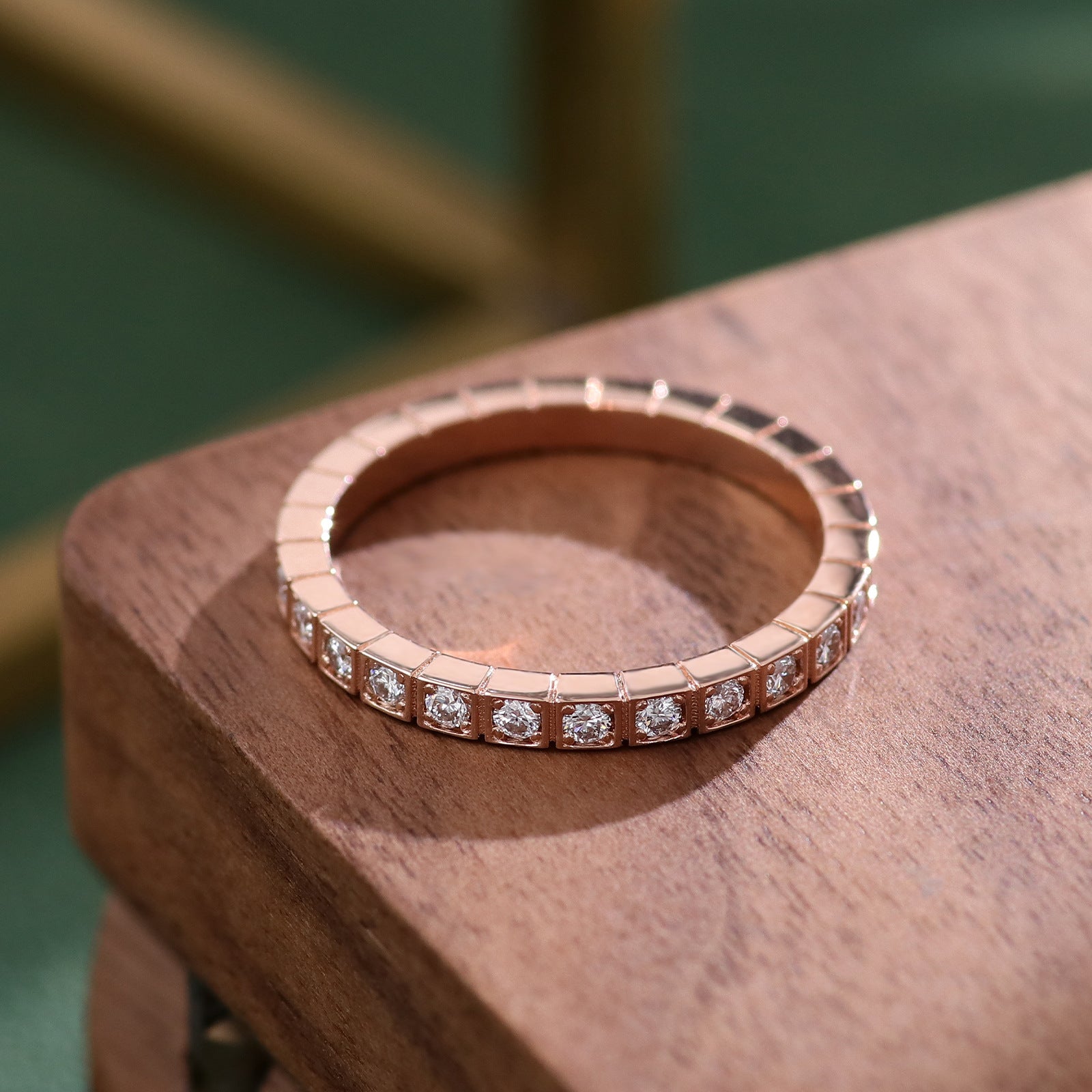 Classic Diamond Row Eternity Ring | 14/18K Solid Gold - Close-up Detail - Worldiamond Luxury Jewelry
